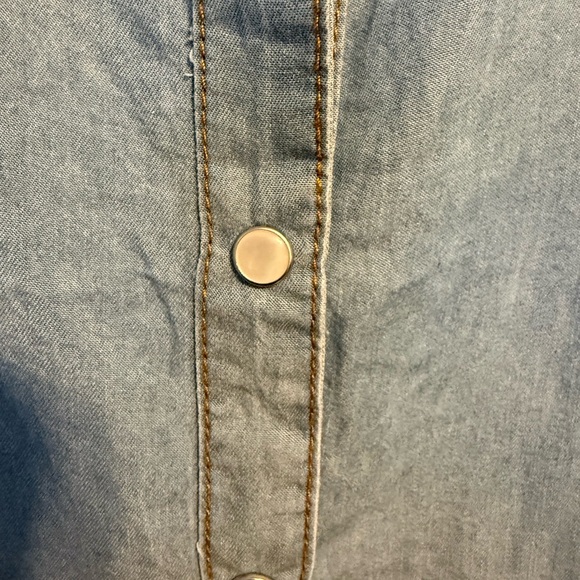 Solitaire Blue Button Down Shirt with White Embroidery - Picture 4 of 9